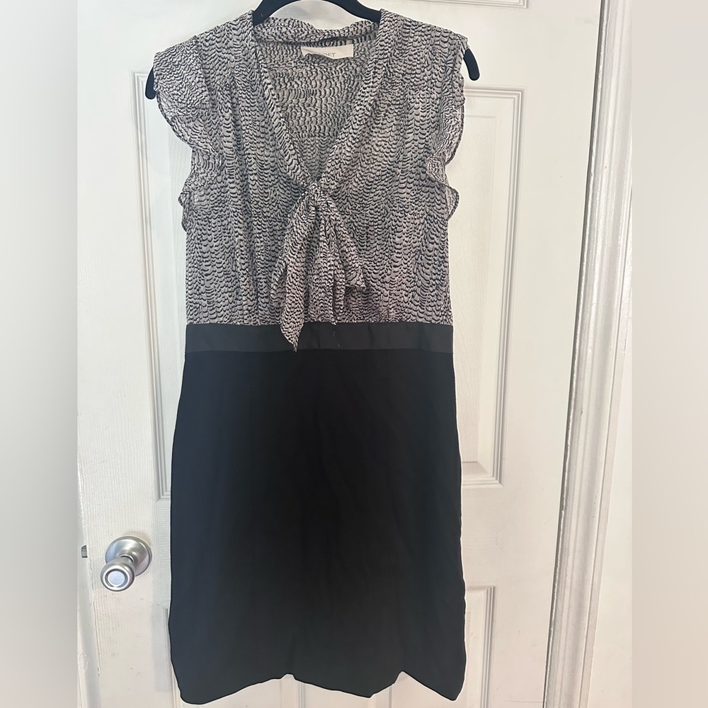 LOFT Monochrome Animal Print and Black bottom dress